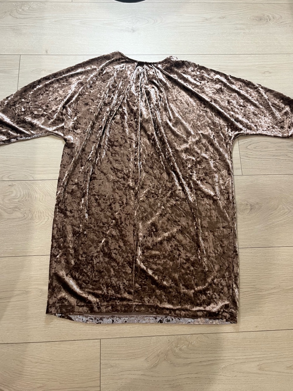 Ellison Bronze Velvet Dress Women’s Size Large V-neck 3/4 Sleeve Mini Sparkle - Picture 2 of 9